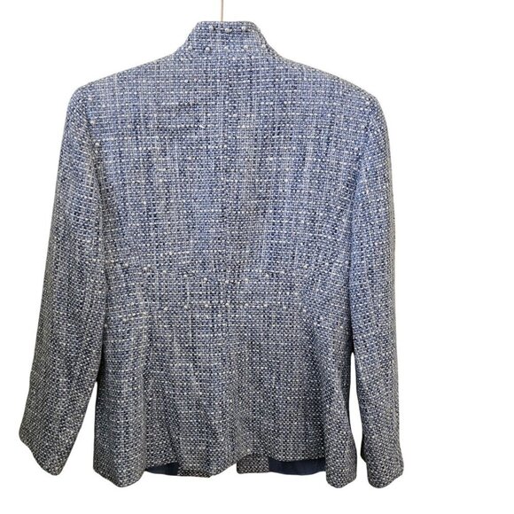 Worth Blue Tweed Pearl Accent Snap Closure Unique Rare Wool Blend  Jacket Size 8 - Picture 2 of 8